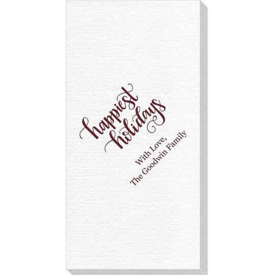 Hand Lettered Happiest Holidays Deville Guest Towels